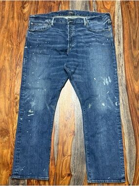 POLO RALPH LAUREN Varick Slim Straight Jeans Men’s 40x30 Blue Paint Splatter